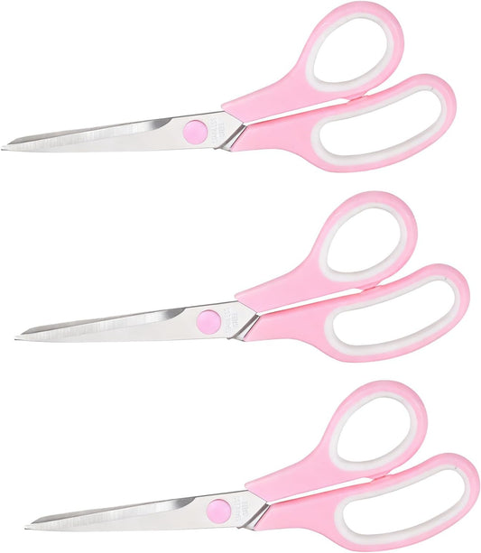 Pink Scissors, 7.5" All Purpose Scissor for Office and Home (3 Pack)