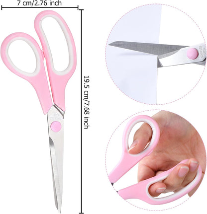Pink Scissors, 7.5" All Purpose Scissor for Office and Home (3 Pack)