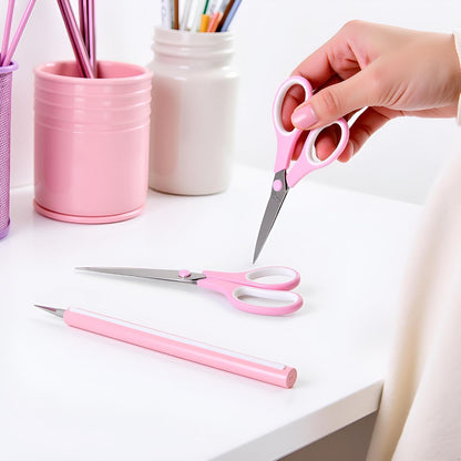 Pink Scissors, 7.5" All Purpose Scissor for Office and Home (3 Pack)
