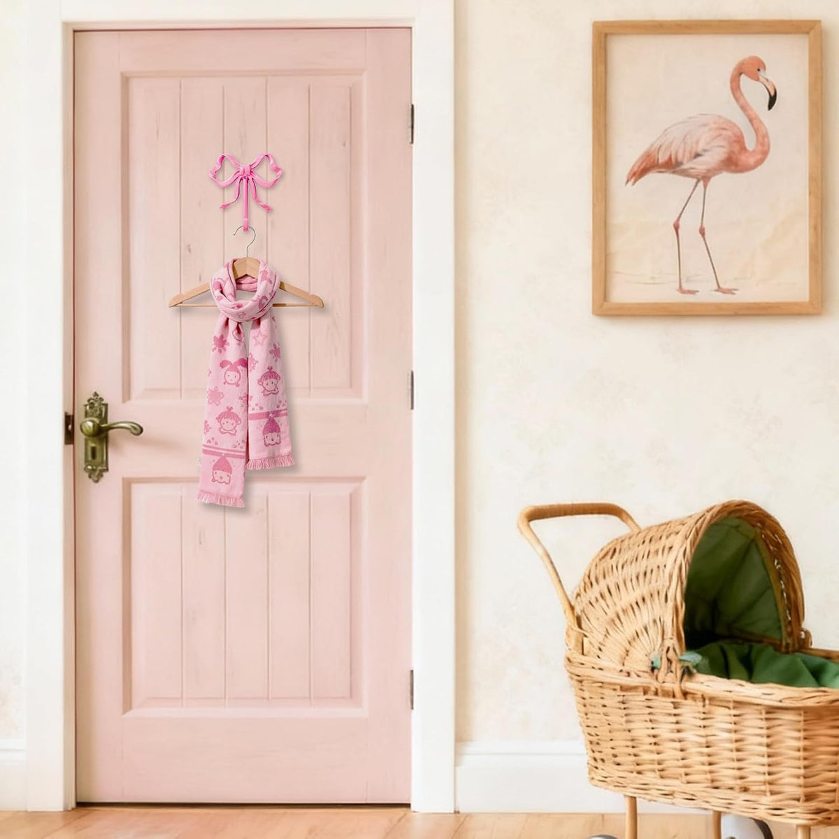 Bow Wall Hook - Sturdy Metal Coat Hook for Coats, Hats & Bags - Perfect for Kids' Rooms, Entryways & Bathrooms (Pink, L)