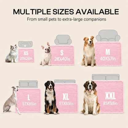 Waterproof Pink Dog Blanket Reversible Sherpa Fluffy Calming Pet Blankets Bed Cover for Puppy Leakproof Sofa Couch Throw Covers Cat-L-57x65in