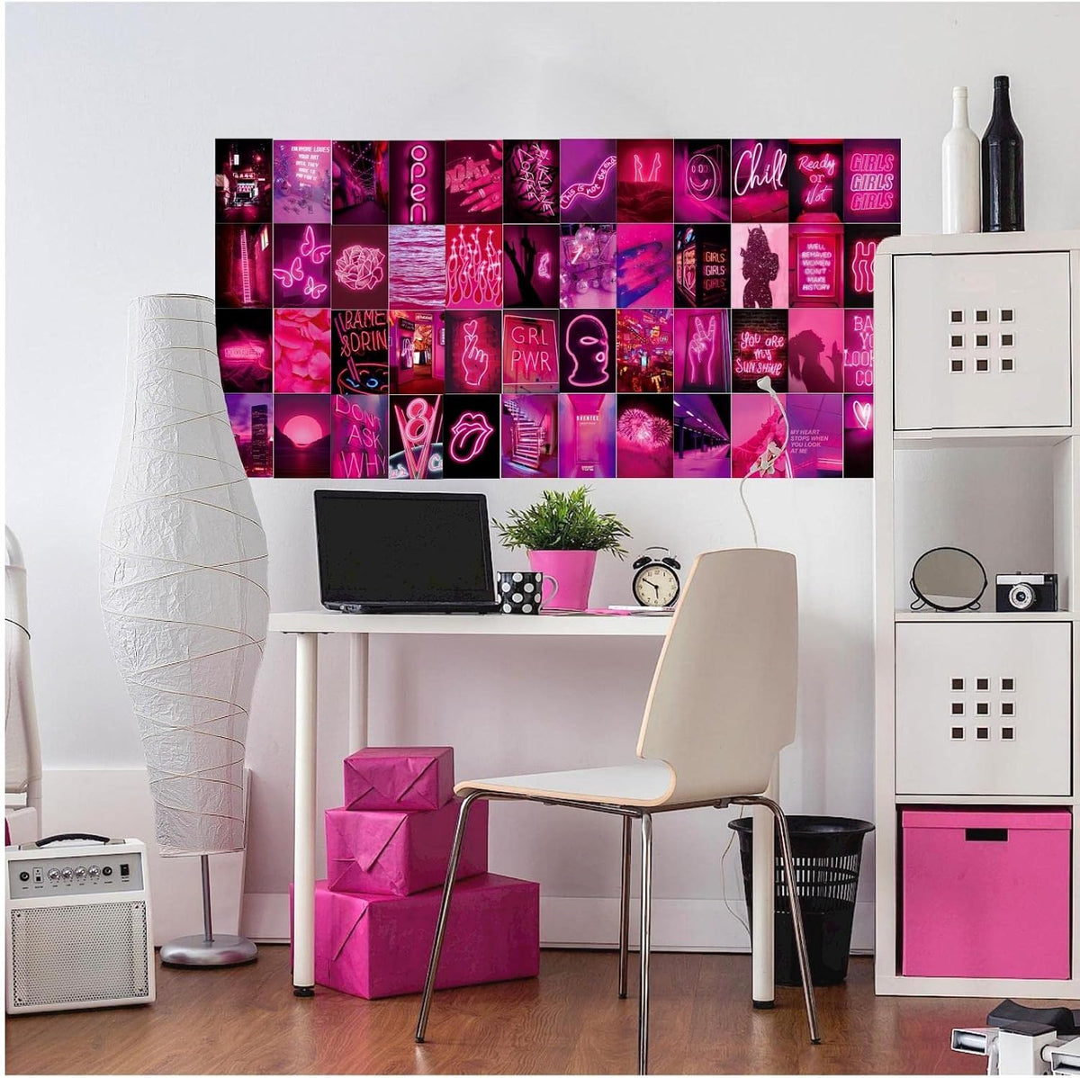 50 PCS Wall Collage Kit Aesthetic Pictures, Pink Neon Room Decor Posters for Room Aesthetic, Dorm Photo Wall Decor for Teen Girls, VSCO Girl Bedroom Decor (4x6 Inch)