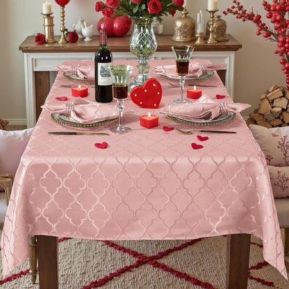 Jacquard Tablecloth Rectangle, Pink, 52 x 70 Inch