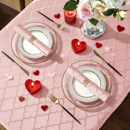 Jacquard Tablecloth Rectangle, Pink, 52 x 70 Inch