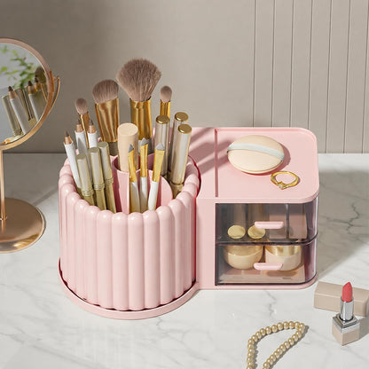 360 Rotating Makeup Organizer Countertop with 2 Drawers