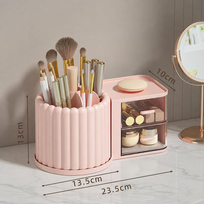 360 Rotating Makeup Organizer Countertop with 2 Drawers