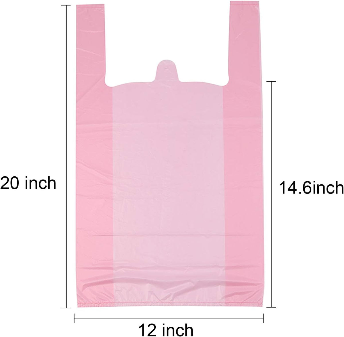 Pink Plastic Bags with Handles, T Shirt Bags 12x20 Inch, 50 Count