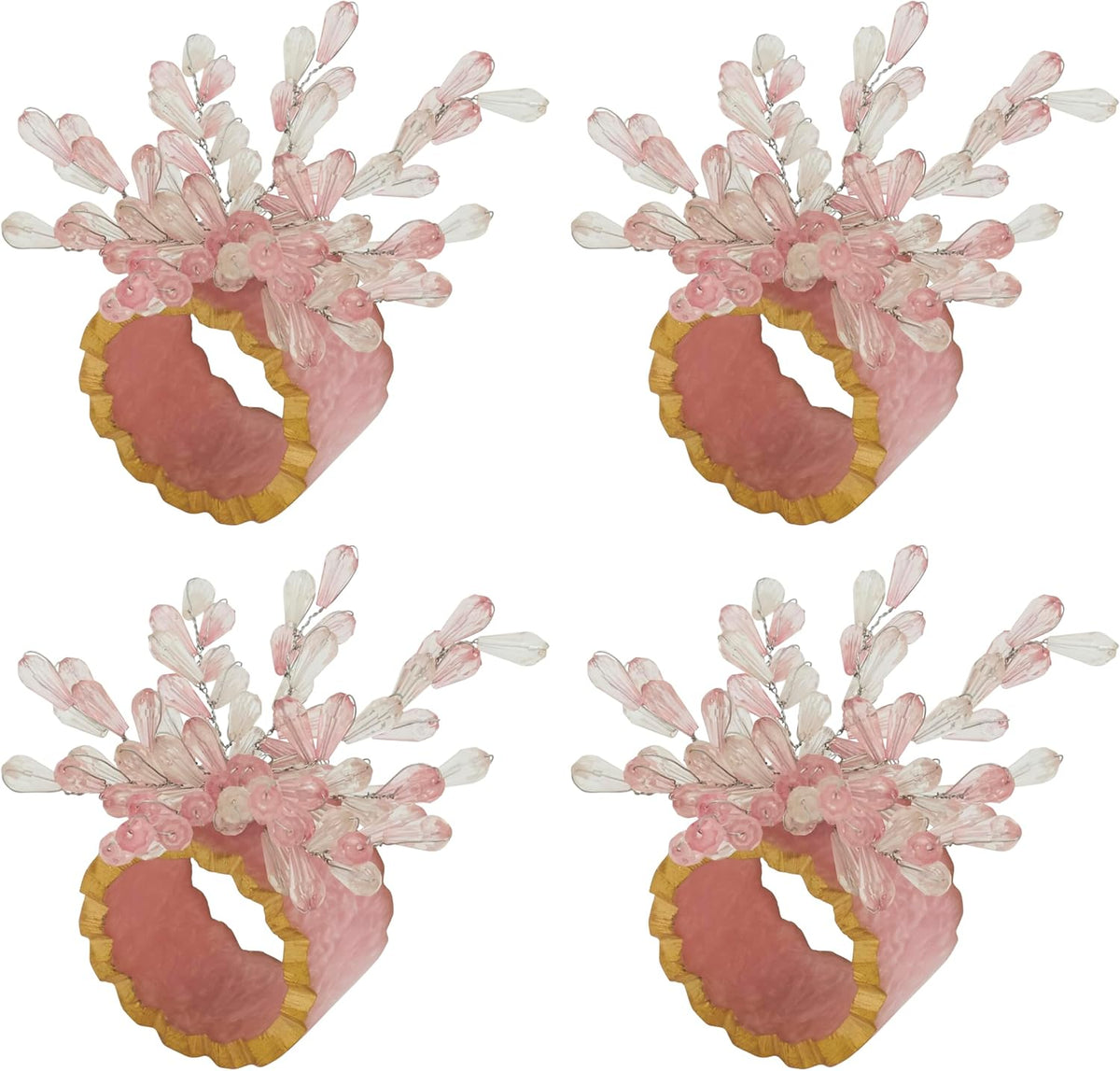 Beaded Bliss Resin Napkin Ring (Set of 4), Pink
