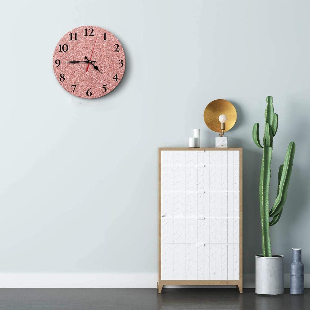 Round Wall Clock Silent Non-Ticking 12", Rose Pink