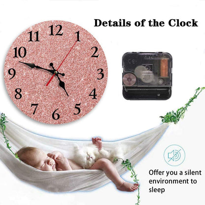 Round Wall Clock Silent Non-Ticking 12", Rose Pink