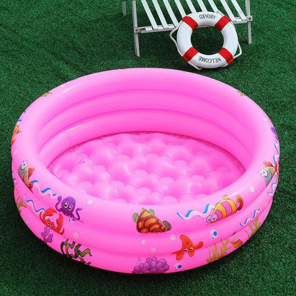 Inflatable Baby Kiddie Pools, 3 Rings Round Swimming Pool, Toddler Fun Water Swim Beach Floaties Toys, Kids Fishing Pond Ball Pit Pool, Small Infant Pool (Pink, 35 inch)