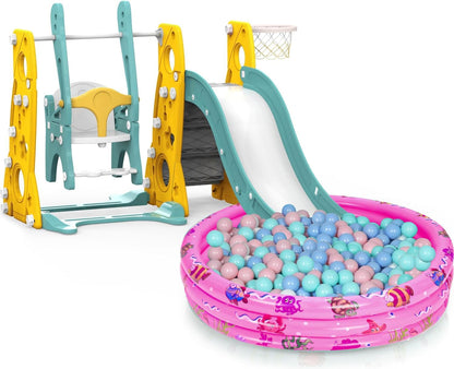 Inflatable Baby Kiddie Pools, 3 Rings Round Swimming Pool, Toddler Fun Water Swim Beach Floaties Toys, Kids Fishing Pond Ball Pit Pool, Small Infant Pool (Pink, 35 inch)
