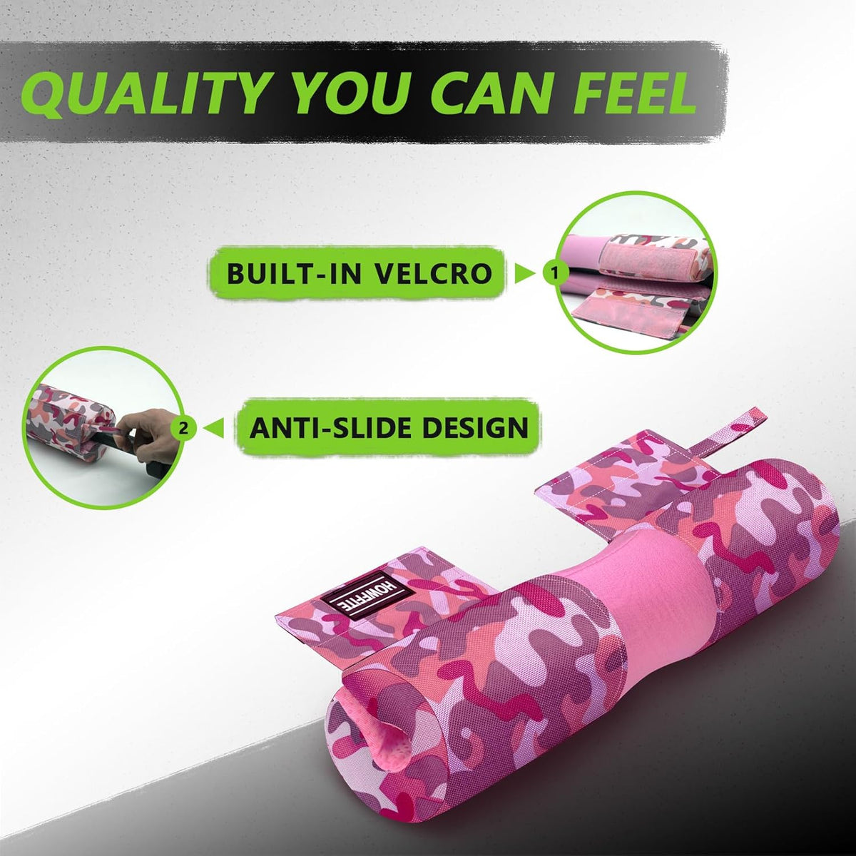 Barbell Pad Built-in Anti-Slide Design for Hip Thrusts, Squats and Lunges, Neck & Shoulder Protective Pad - Fits Standard and Olympic Bars