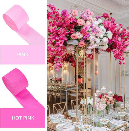 Hot Pink Crepe Paper Streamers 4pcs 328 FT Hot Pink Streamers