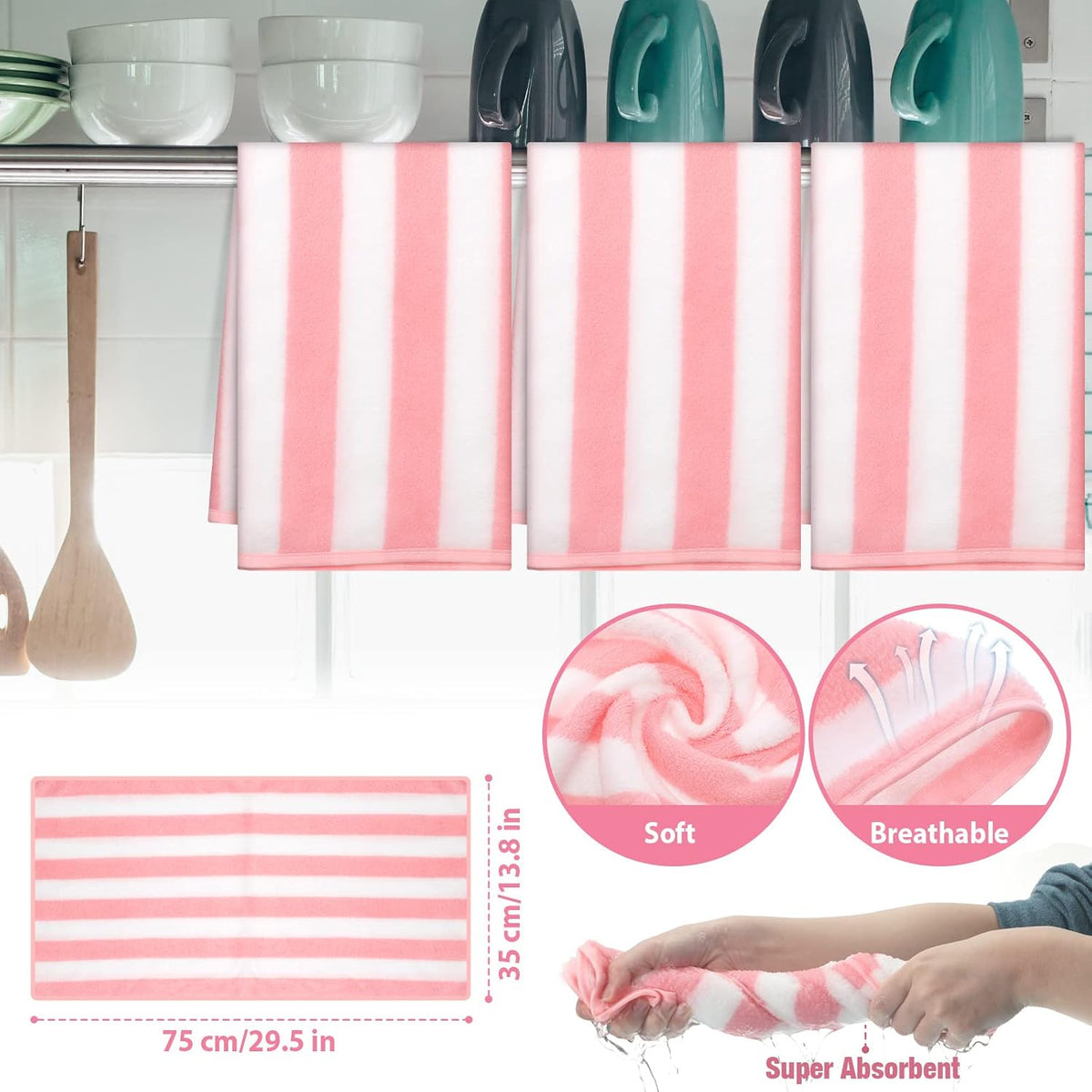 Pink Oven Mitts and Pot Holders with Kitchen Towels Set of 7, Valentine's Day Gift for Women Heat Resistant Oven Gloves Kitchen Hand Towels Hot Pads for Cooking Baking(Plaid)