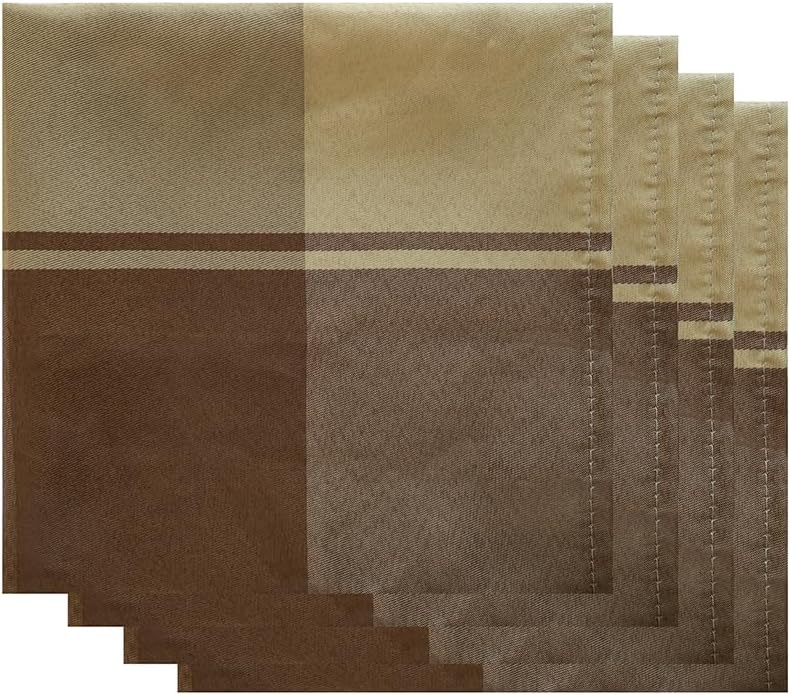SASTYBALE Square Napkins Cloth 20 x 20 Inch Set of 4 Soft Checkered Napkin for Dinner, Wedding, Party and Holiday(Square 20 x 20 inch, 4 Pieces Taupe)