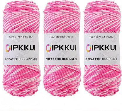 3PACK 5-Ply Variegated Yarn for Crocheting, Yarn Soft Each 3pcs/300g/630 Yards Soft Cozy, Multi-Color Gradient for Knitting Sweaters, Scarves, Shawls, Hats (Pink White)