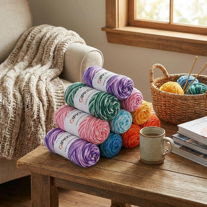 3PACK 5-Ply Variegated Yarn for Crocheting, Yarn Soft Each 3pcs/300g/630 Yards Soft Cozy, Multi-Color Gradient for Knitting Sweaters, Scarves, Shawls, Hats (Pink White)