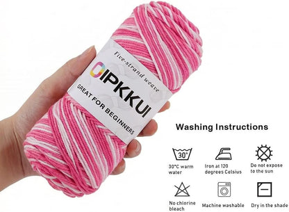 3PACK 5-Ply Variegated Yarn for Crocheting, Yarn Soft Each 3pcs/300g/630 Yards Soft Cozy, Multi-Color Gradient for Knitting Sweaters, Scarves, Shawls, Hats (Pink White)
