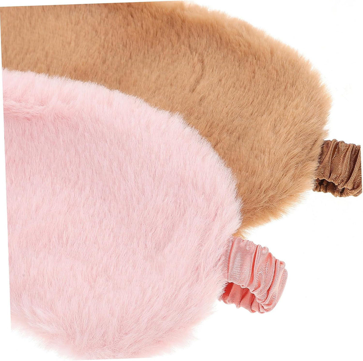 2pcs Soft Faux Fur Sleep Eye Mask Plush Eye Covers for Comfortable Sleep Cartoon Design Night Blindfolds for Travel Napping Pink Brown for All Ages