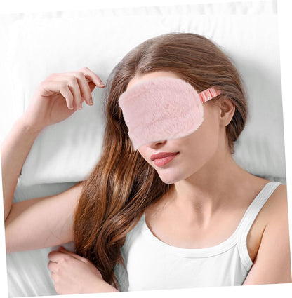 2pcs Soft Faux Fur Sleep Eye Mask Plush Eye Covers for Comfortable Sleep Cartoon Design Night Blindfolds for Travel Napping Pink Brown for All Ages