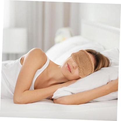 2pcs Soft Faux Fur Sleep Eye Mask Plush Eye Covers for Comfortable Sleep Cartoon Design Night Blindfolds for Travel Napping Pink Brown for All Ages