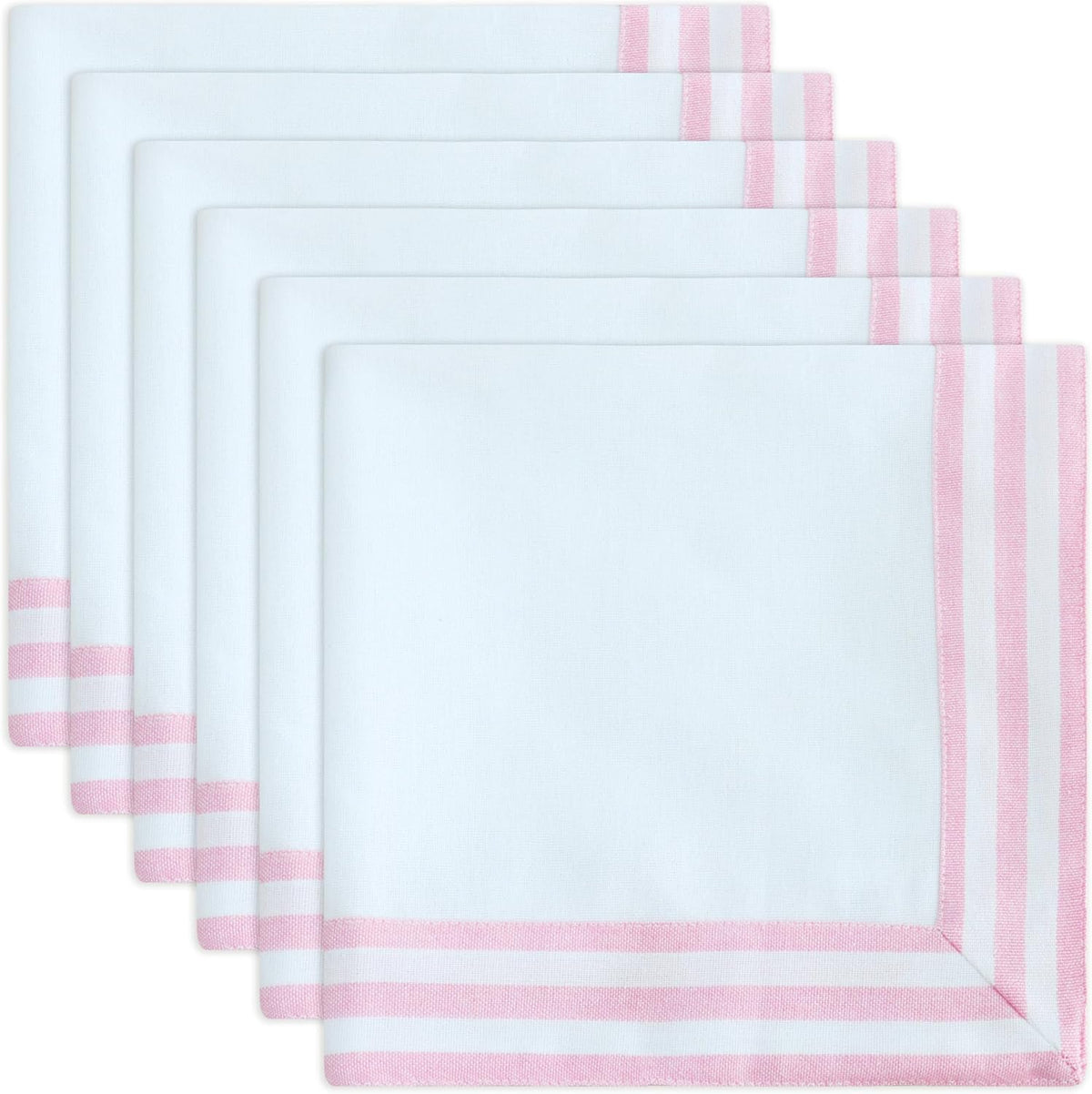 White Cloth Napkins Cotton 18x18In Set of 6 - Blush Pink