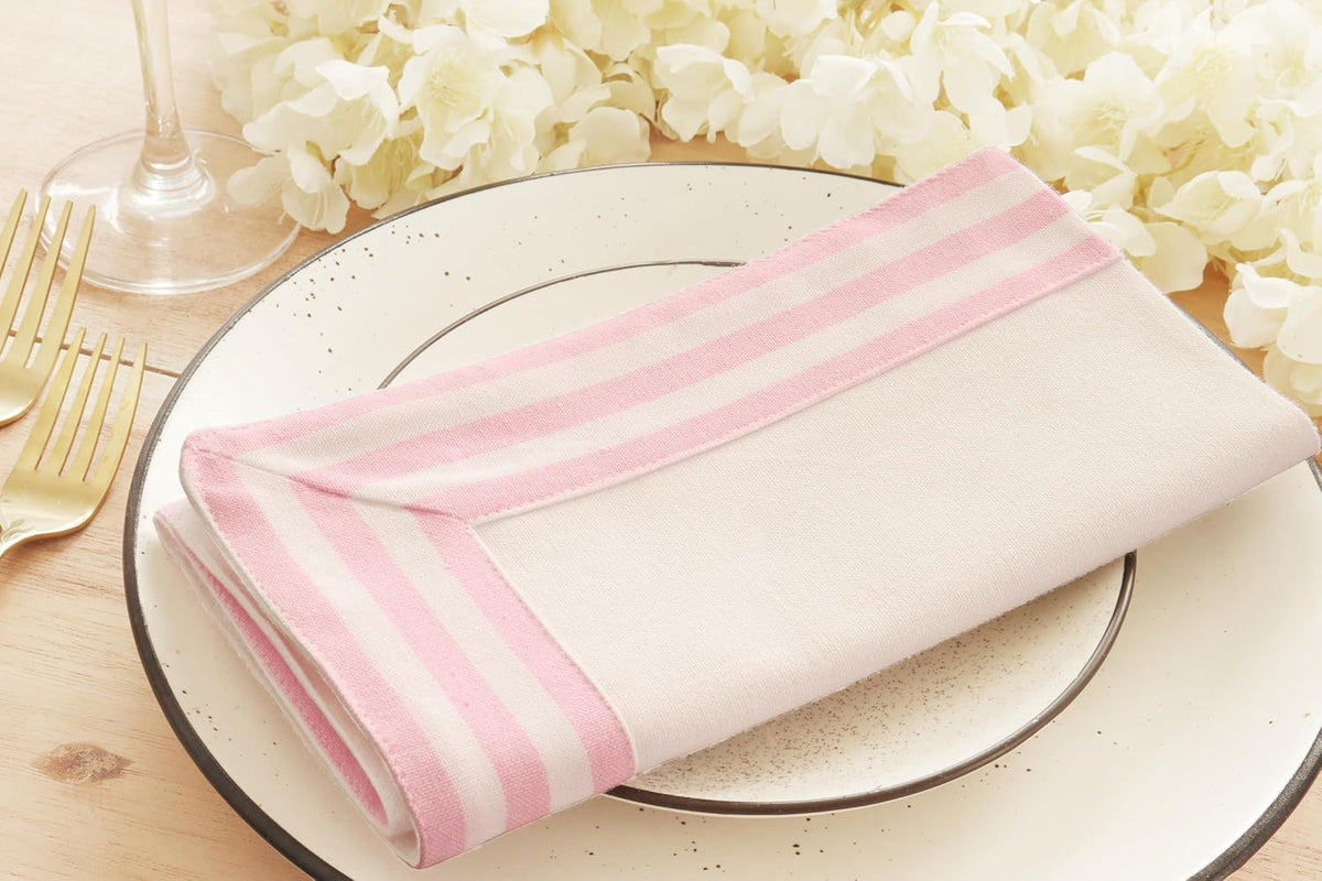 White Cloth Napkins Cotton 18x18In Set of 6 - Blush Pink