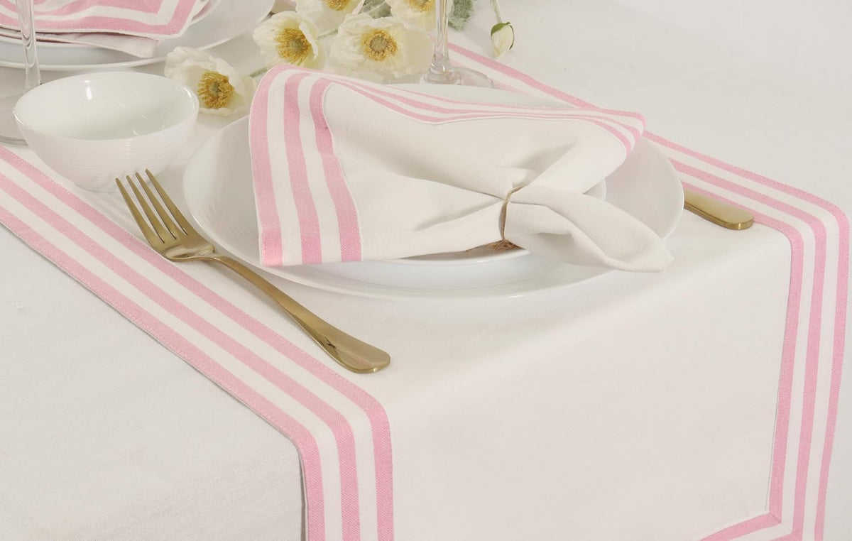 White Cloth Napkins Cotton 18x18In Set of 6 - Blush Pink