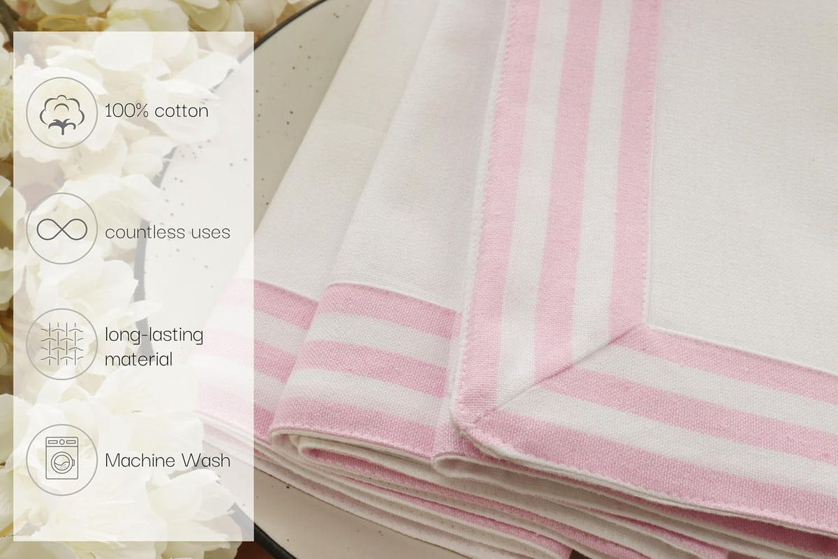 White Cloth Napkins Cotton 18x18In Set of 6 - Blush Pink