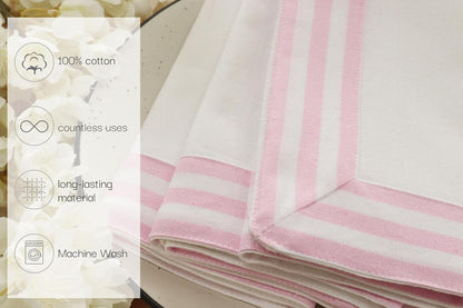 White Cloth Napkins Cotton 18x18In Set of 6 - Blush Pink