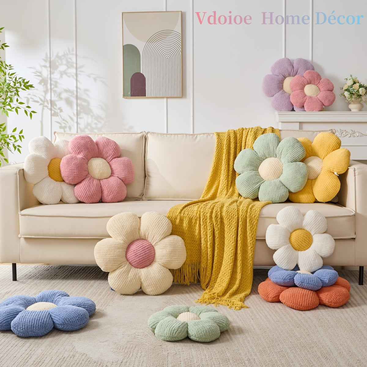 Flower Pillow,15.75" Daisy Pillow Pink Throw Pillows