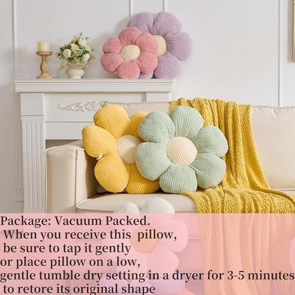 Flower Pillow,15.75" Daisy Pillow Pink Throw Pillows