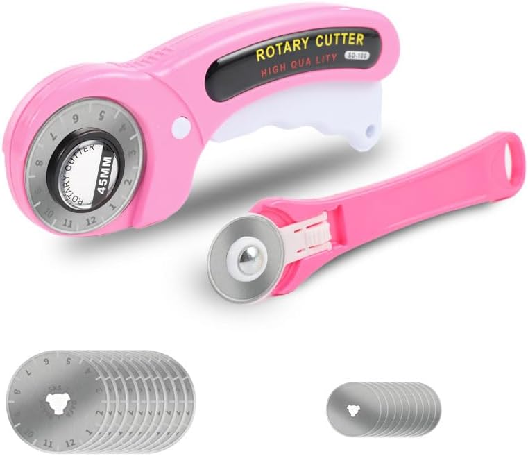 Rotary Cutter for Fabric, 45mm and 28mm Rotary Cutters Kit with 10 Blades