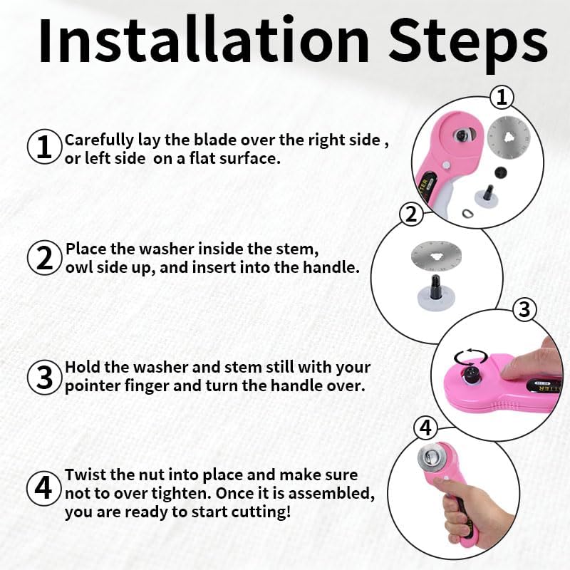 Rotary Cutter for Fabric, 45mm and 28mm Rotary Cutters Kit with 10 Blades