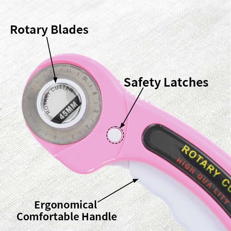 Rotary Cutter for Fabric, 45mm and 28mm Rotary Cutters Kit with 10 Blades