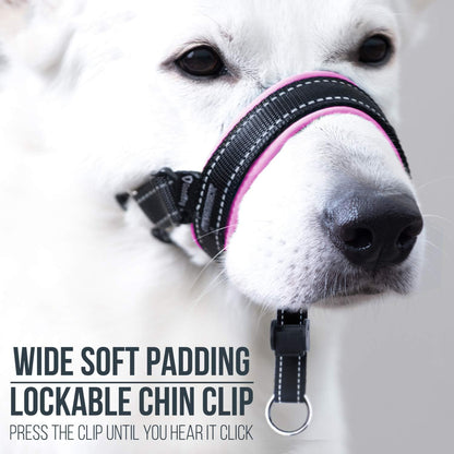 Dog Head Halter with Safety Strap - Stops Heavy Pulling On The Leash - Padded Headcollar for Small Medium and Large Dog Sizes - Head Collar Training Guide Included (Size 4, Pink)
