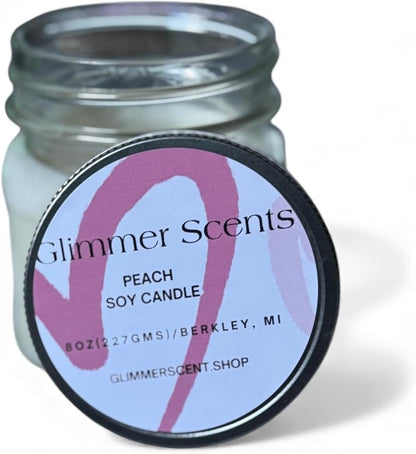 Wickless Peach Soy Candle, 8 oz Glass Jar, Natural Wax Home Fragrance, Wickless Collection