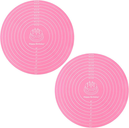 2Pcs 12" Silicone Cake Mat Non Slip Cake Turntable Mat