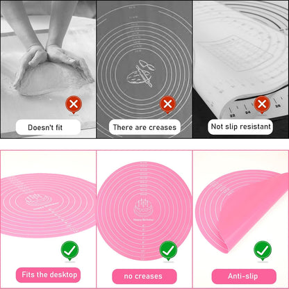 2Pcs 12" Silicone Cake Mat Non Slip Cake Turntable Mat