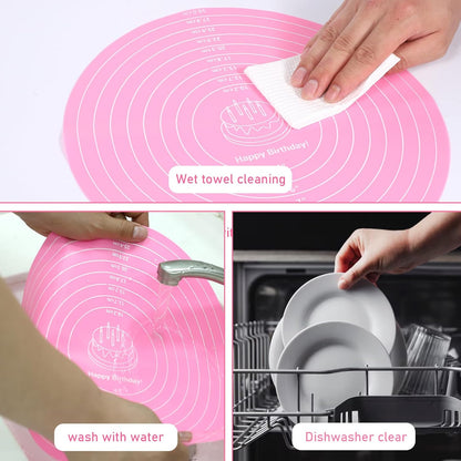 2Pcs 12" Silicone Cake Mat Non Slip Cake Turntable Mat