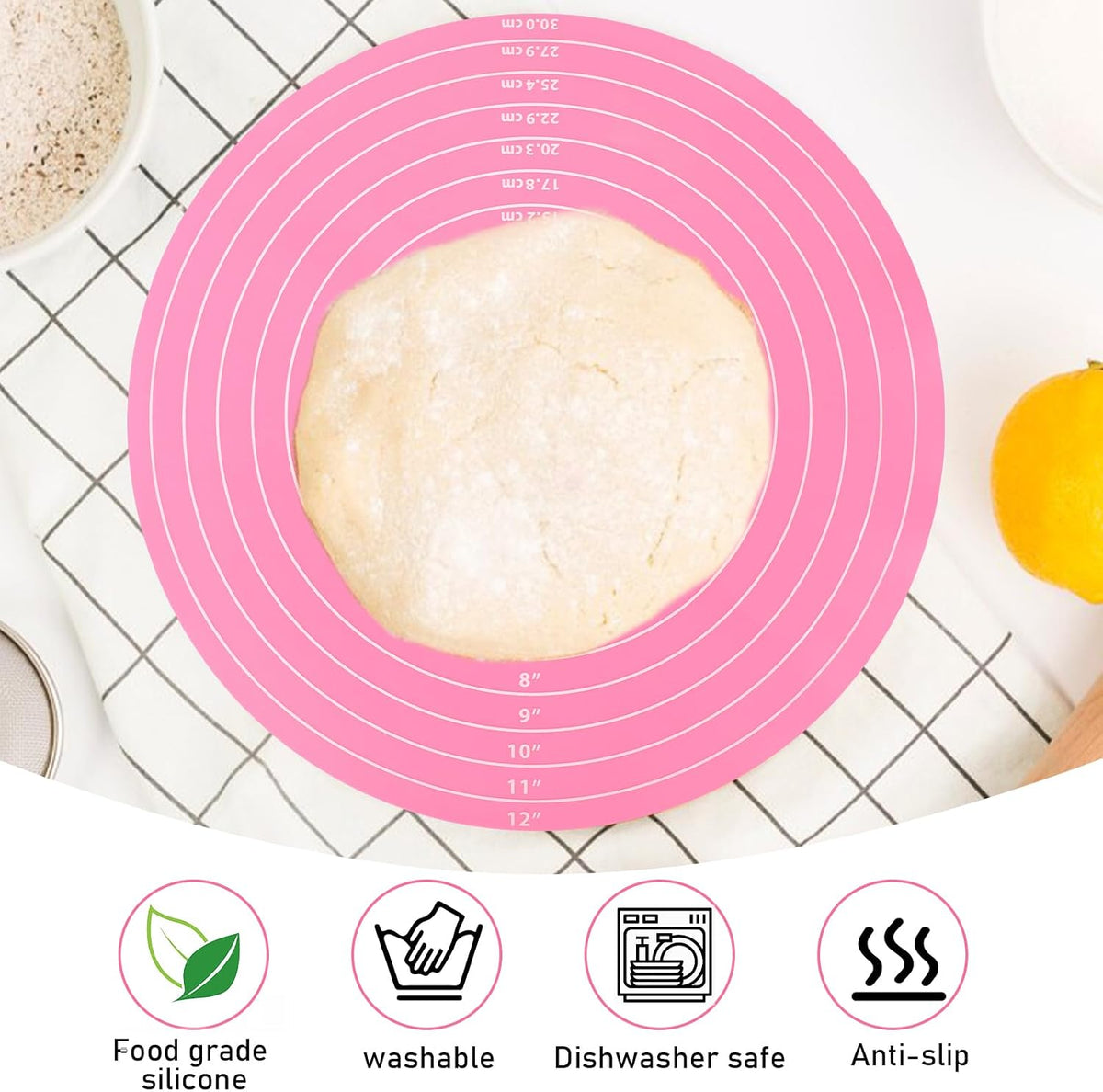 2Pcs 12" Silicone Cake Mat Non Slip Cake Turntable Mat