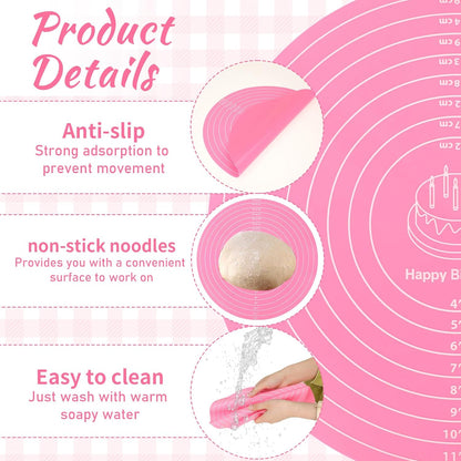 2Pcs 12" Silicone Cake Mat Non Slip Cake Turntable Mat