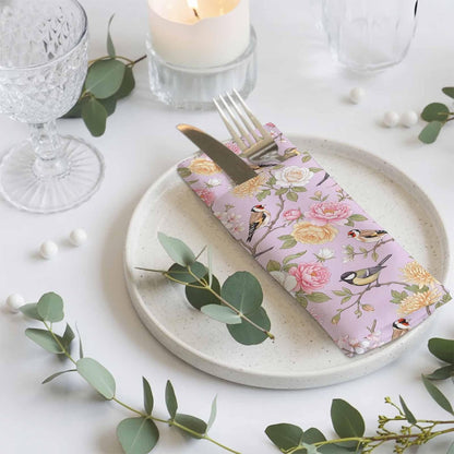 Spring Cloth Napkins Set of 1 Pink Traditional Flowers Birds Branches Ethnic Style Napkins Cloth Washable Reusable Soft Napkin for Birthday Party Wedding Dining Table Decorations 20x20 Inch