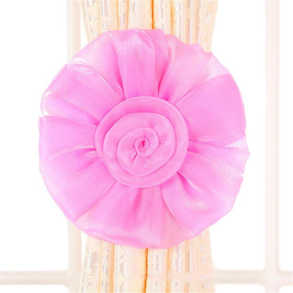 1 Pair Flower Curtain Tiebacks Christmas Decor for Baby Nursery Room Girl’s Bedroom Window Drapes Wedding Birthday Party Decoration Ties Holdbacks Home Bridal Shower Gift Ornament (Pink)