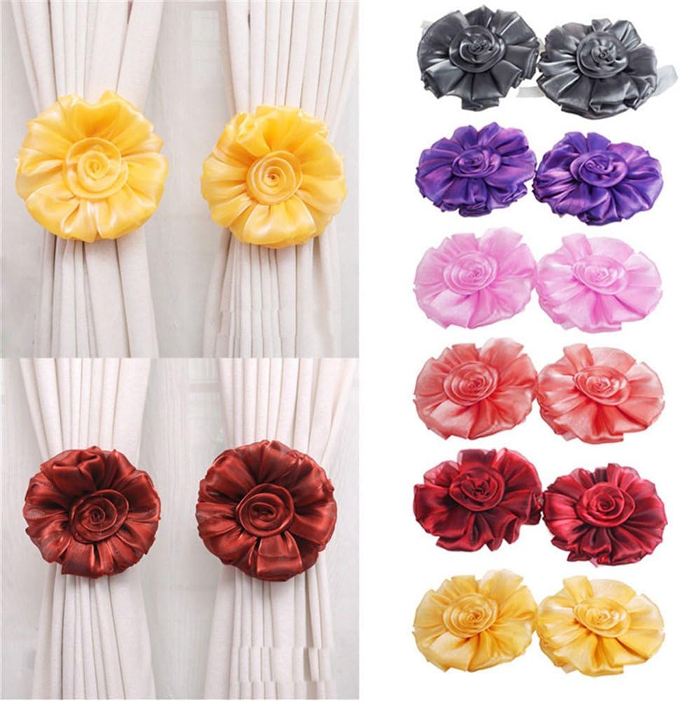 1 Pair Flower Curtain Tiebacks Christmas Decor for Baby Nursery Room Girl’s Bedroom Window Drapes Wedding Birthday Party Decoration Ties Holdbacks Home Bridal Shower Gift Ornament (Pink)