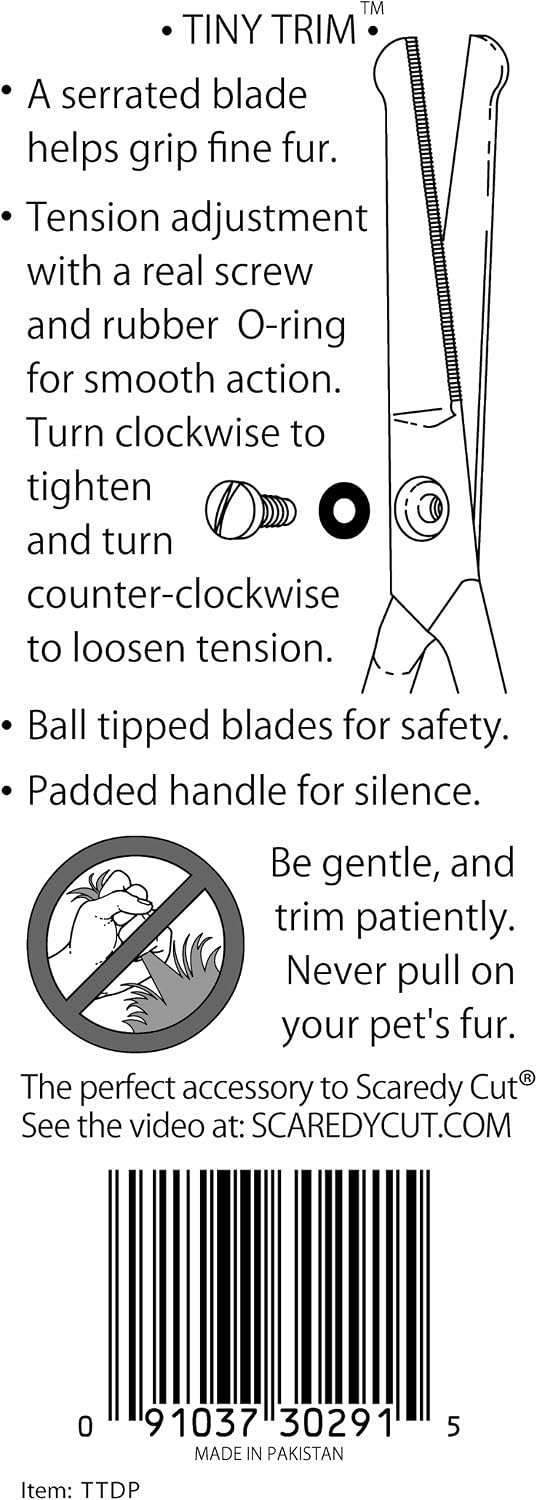 Tiny Trim 4.5" Ball-Tipped Scissor for Dog, Cat and all Pet Grooming - Ear, Nose, Face & Paw - 's small Safety Scissor