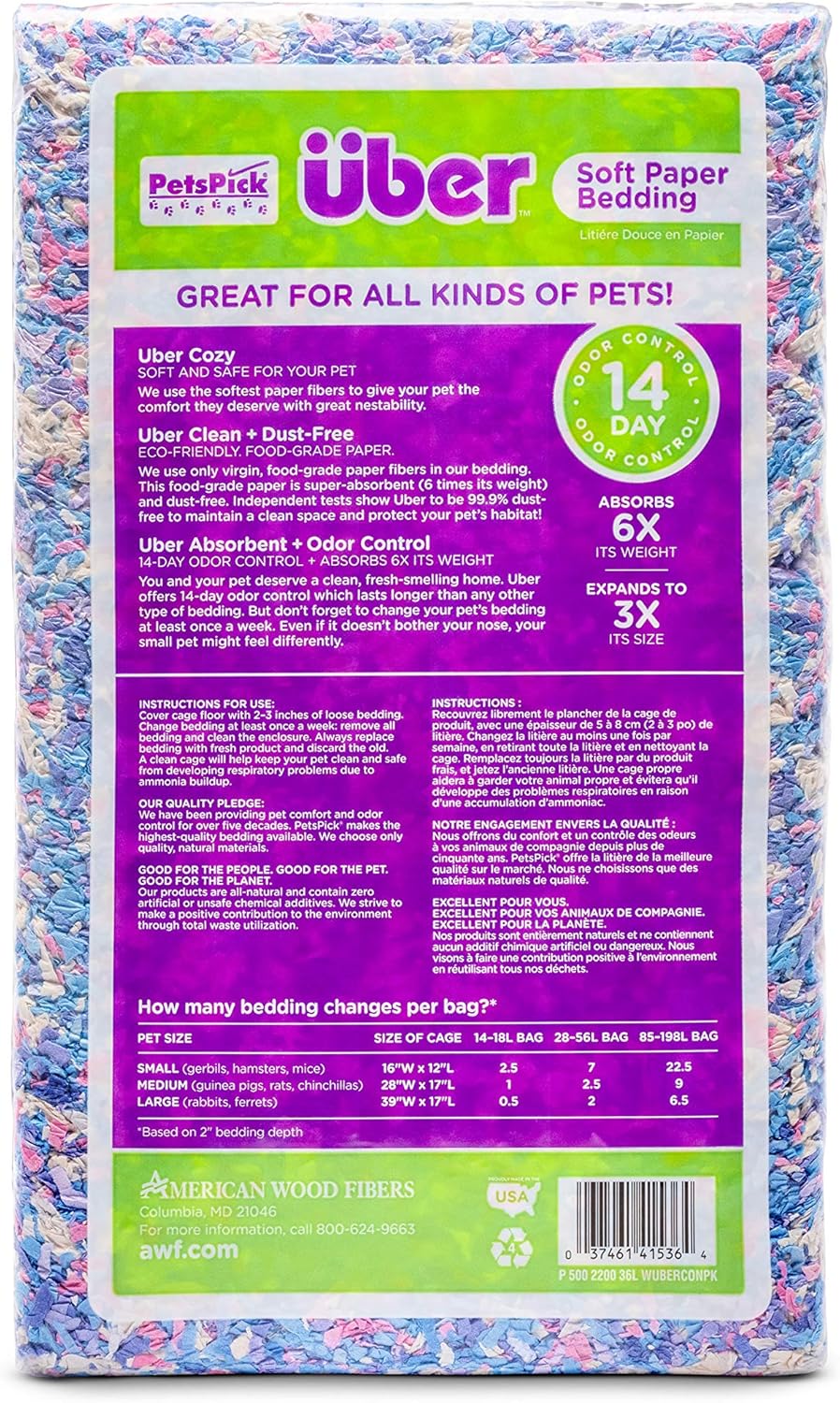 PETSPICK Uber Soft Paper Pet Bedding for Small Animals, Confetti, 36L