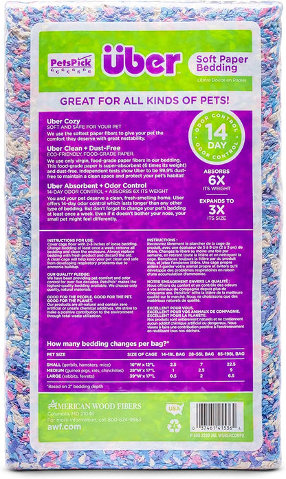 PETSPICK Uber Soft Paper Pet Bedding for Small Animals, Confetti, 36L