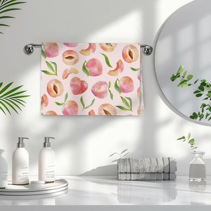 Coquette Pink Bow Peach Kitchen Towels, Preppy Girly Dish Tea Towels for Kitchen, Everything is Just Peachy Decorative Hand Towels for Bathroom, Peach Bathroom Decor, 16x24 Inches